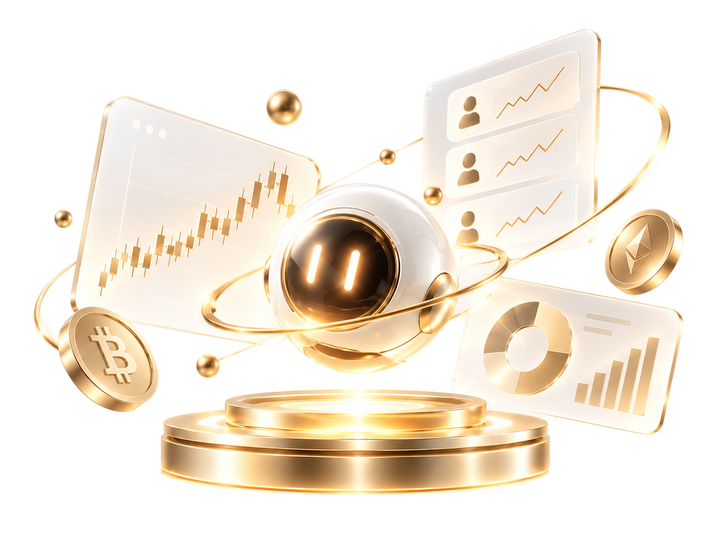 AI and trading tools on a golden platform